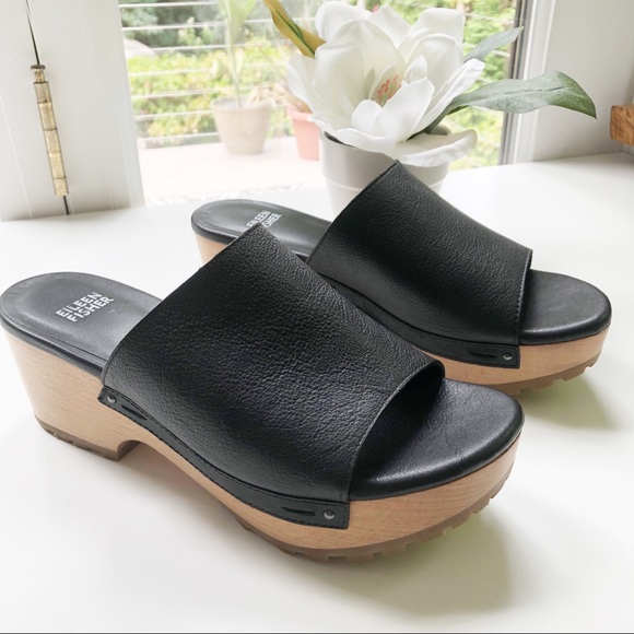 Eileen Fisher Shoes - Eileen Fisher Wooden Platform Slide Sandal